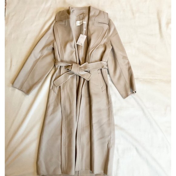 NWT ZIMMERMANN wonderland barrel coat 70%wool  long beige AU2 bust46 - Picture 1 of 7